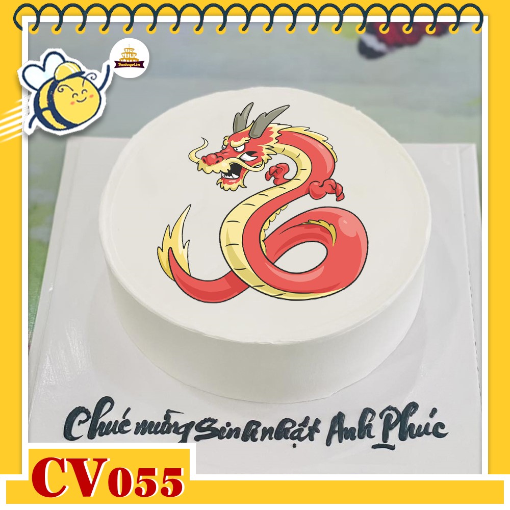 Bánh kem CV055 sinh nhật tuổi Thìn hình con rồng xăm trổ