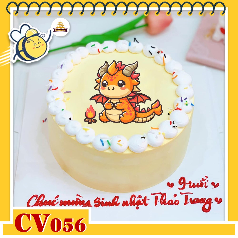 Bánh kem CV056 sinh nhật tuổi Thìn hình con rồng cưng xỉu