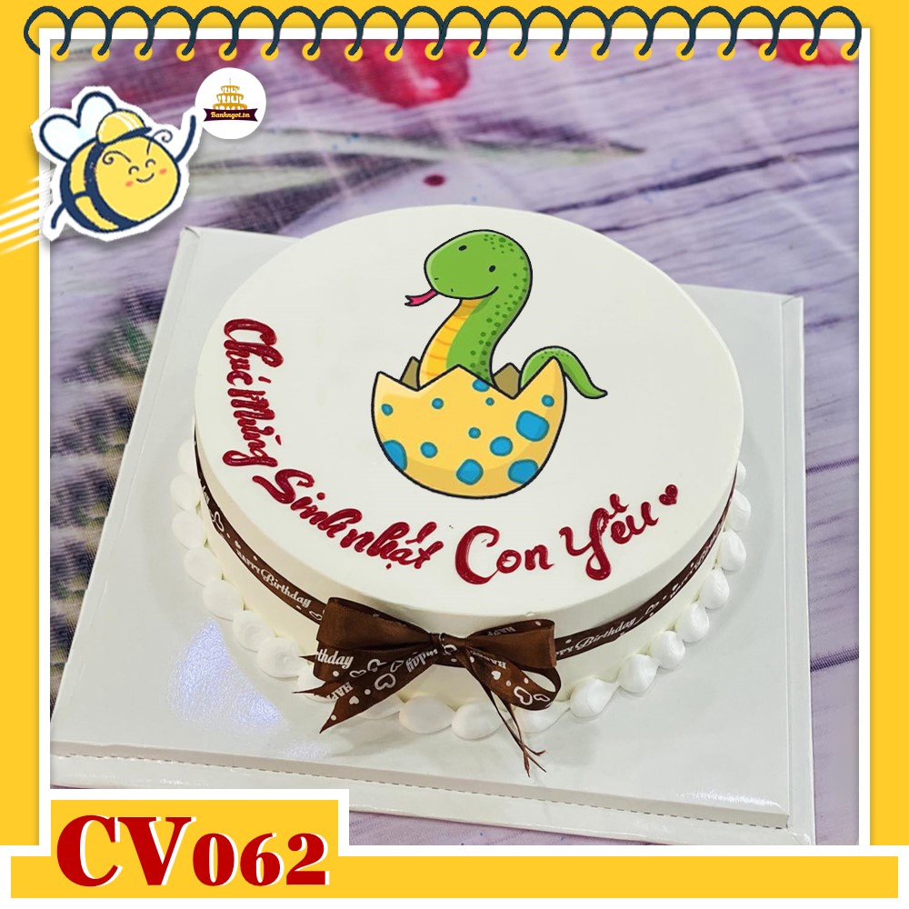 Bánh kem CV062 sinh nhật tuổi Tỵ hình con rắn mới nở bé baby