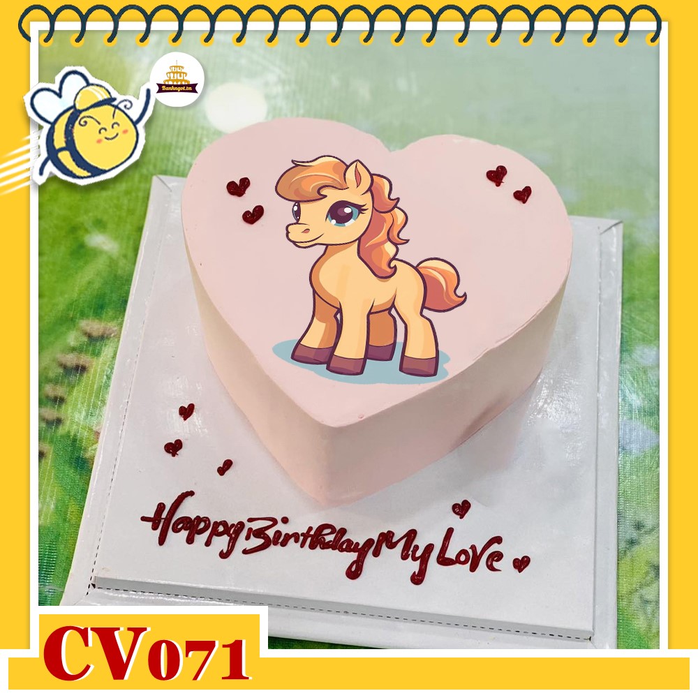 Bánh kem CV071 sinh nhật tuổi Ngọ hình con ngựa dễ thương
