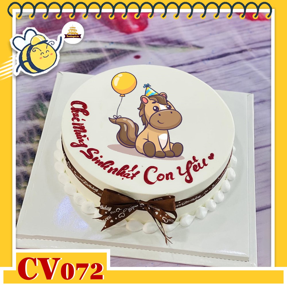 Bánh kem CV072 sinh nhật tuổi Ngọ hình con ngựa ngồi vui vẻ