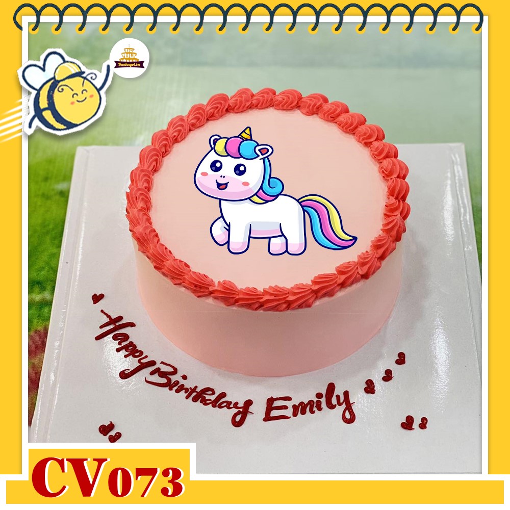 Bánh kem CV073 sinh nhật tuổi Ngọ hình con ngựa cầu vồng cute