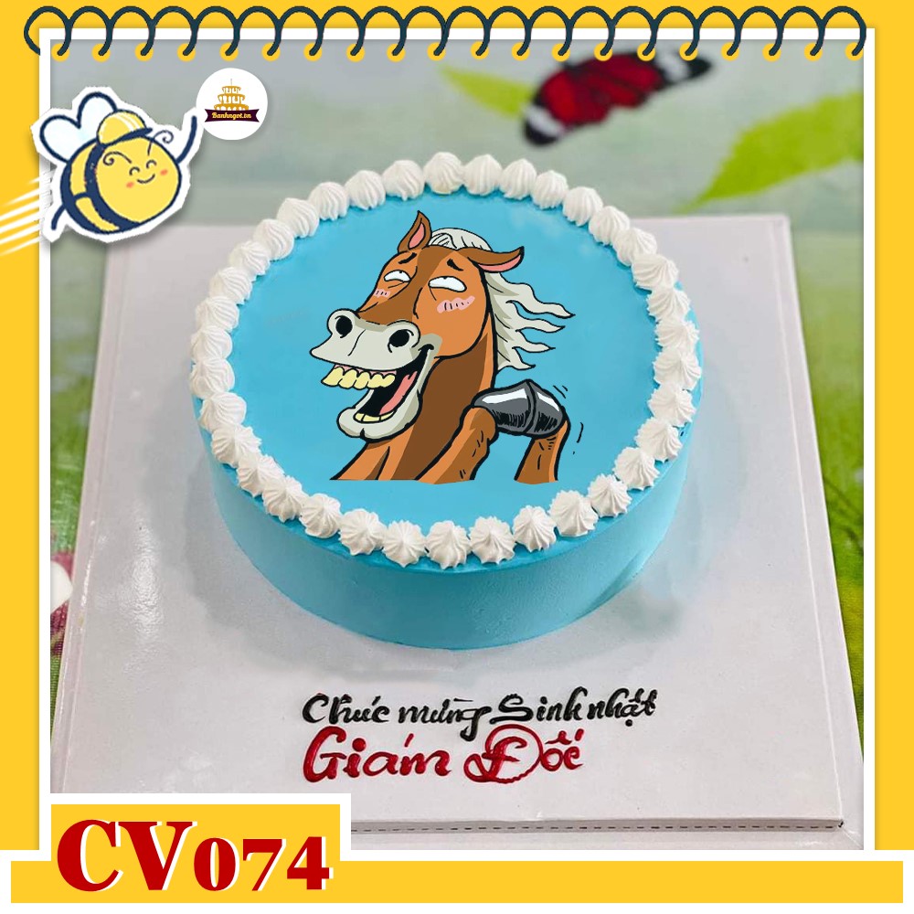 Bánh kem CV074 sinh nhật tuổi Ngọ hình con ngựa cười hề hước