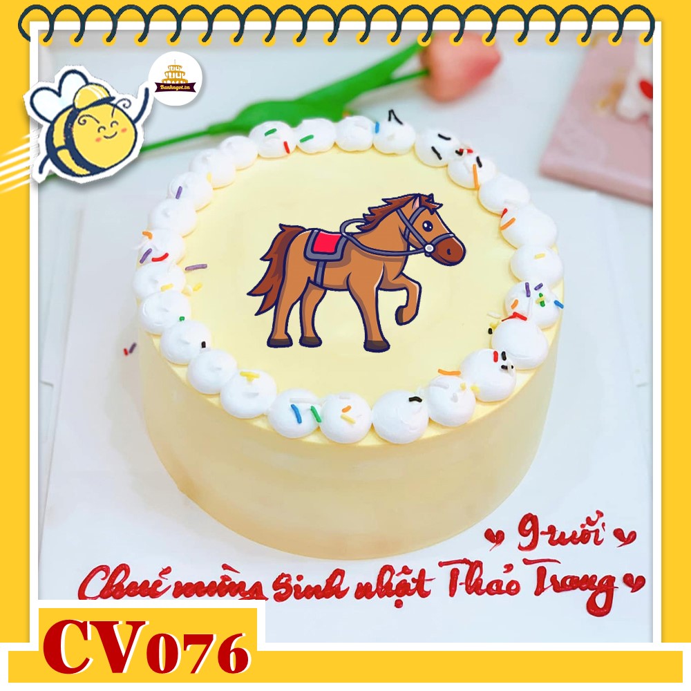 Bánh kem CV076 sinh nhật tuổi Ngọ hình con ngựa dễ thương