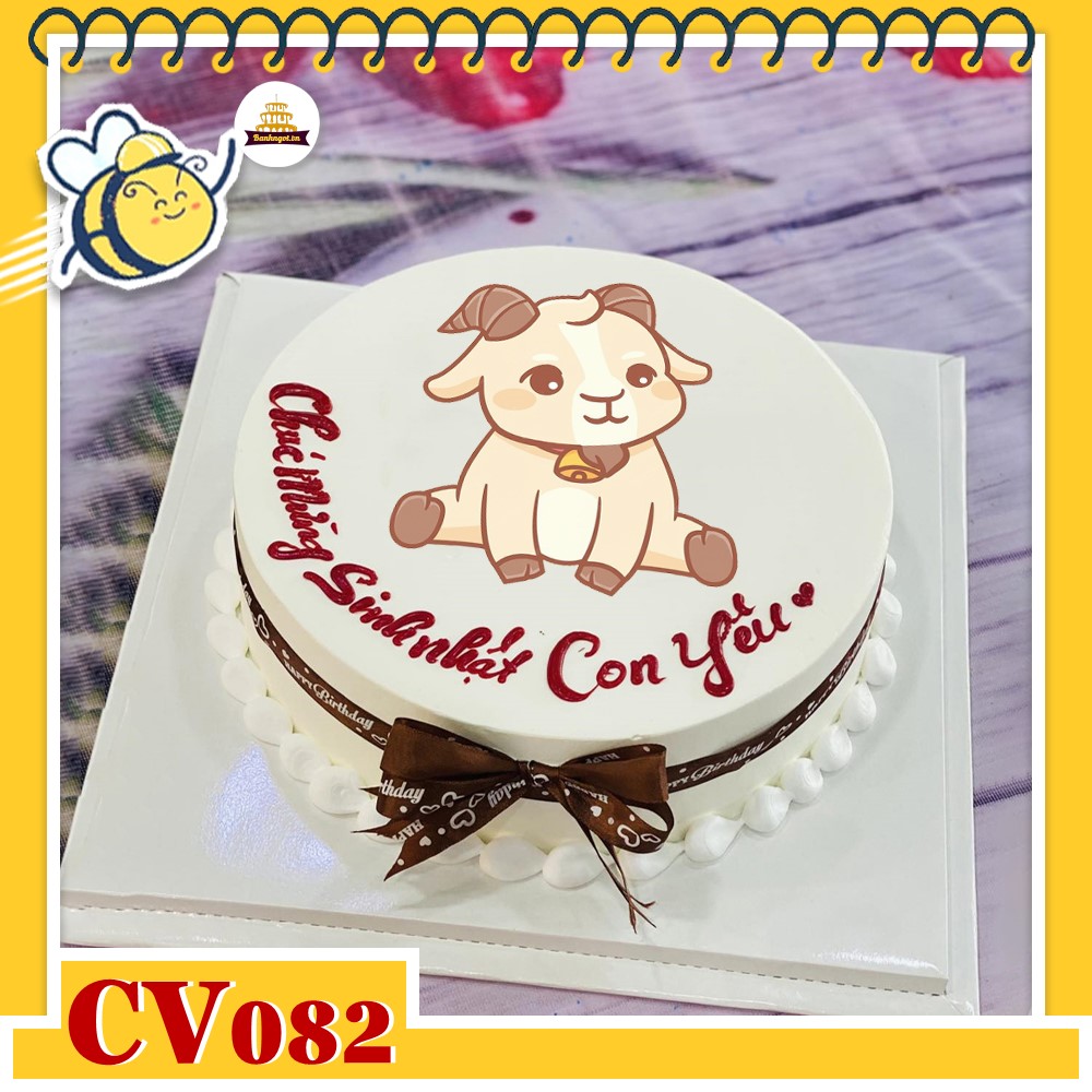 Bánh kem CV082 sinh nhật tuổi Mùi hình con dê ngồi dễ thương