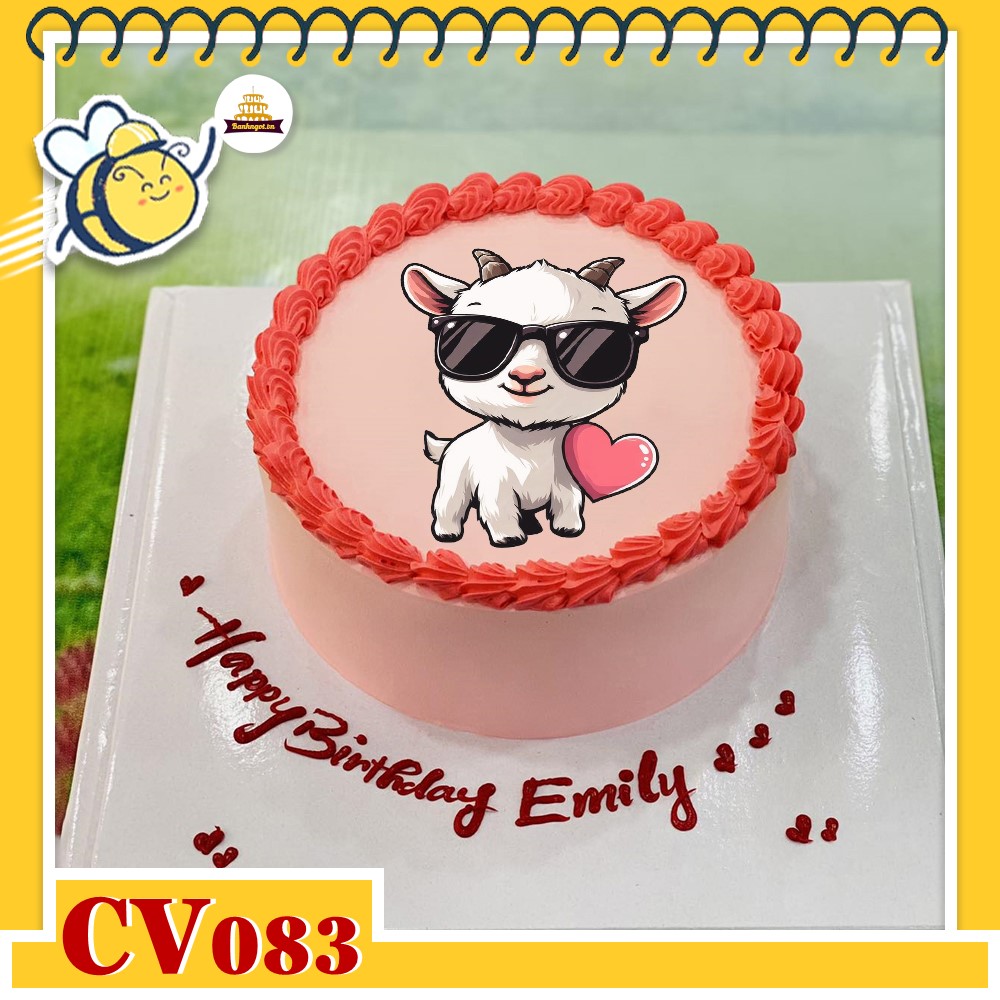 Bánh kem CV083 sinh nhật tuổi Mùi hình con dê đeo kính thú vị
