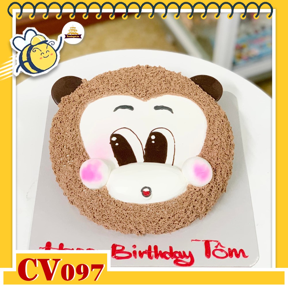 Bánh kem CV097 sinh nhật tuổi Thân 3D tạo hình mặt con khỉ