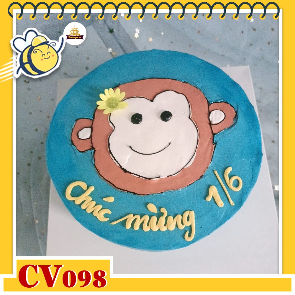 Bánh kem CV098 sinh nhật tuổi Thân hình con khỉ ngộ nghĩnh