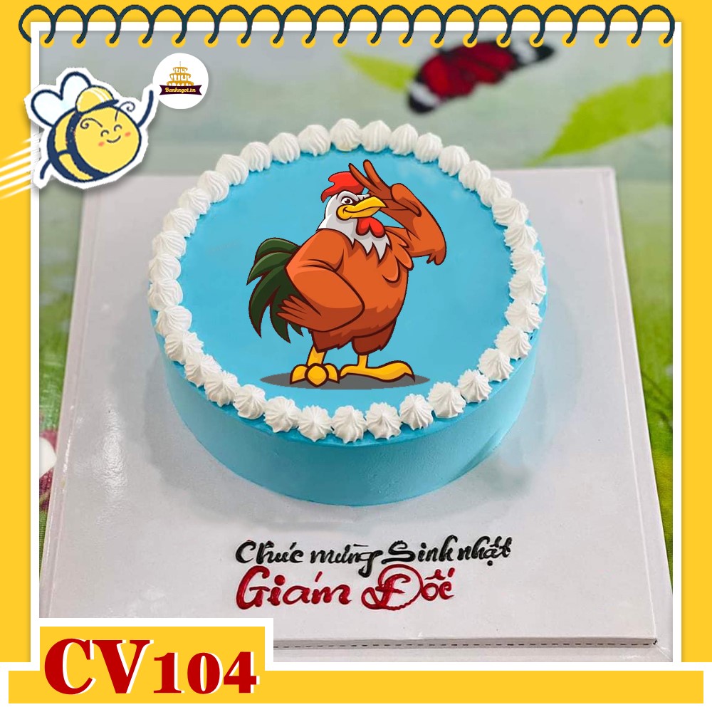 Bánh kem CV104 sinh nhật tuổi Dậu hình con gà trống mạnh mẽ
