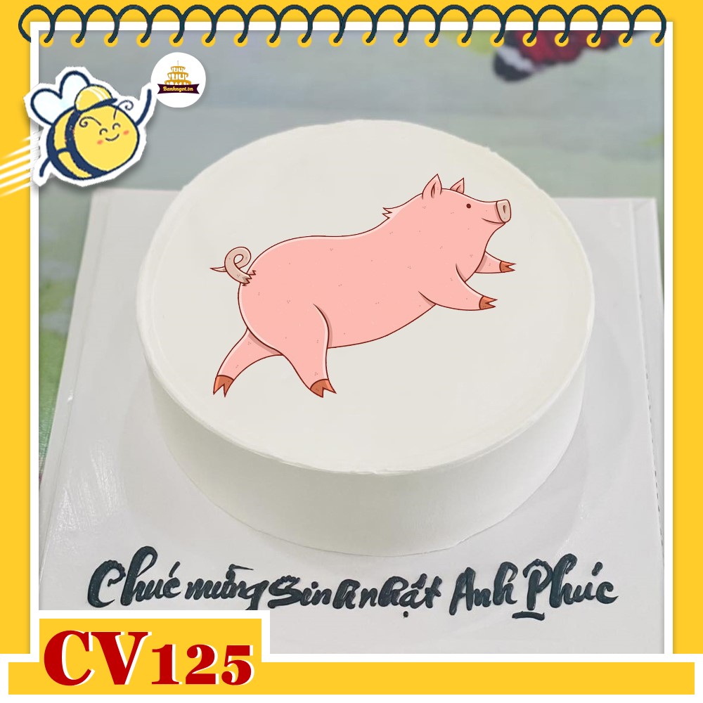 Bánh kem CV125 sinh nhật tuổi Hợi hình con heo nằm dài độc lạ