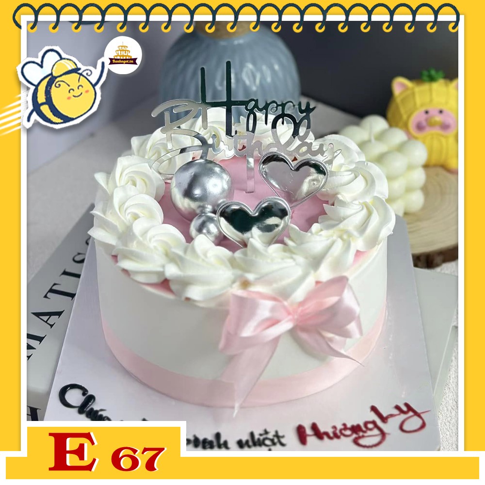 Bánh kem E67 tone hồng trắng đơn giản mà sang trọng kiểu mới cho bạn nữ