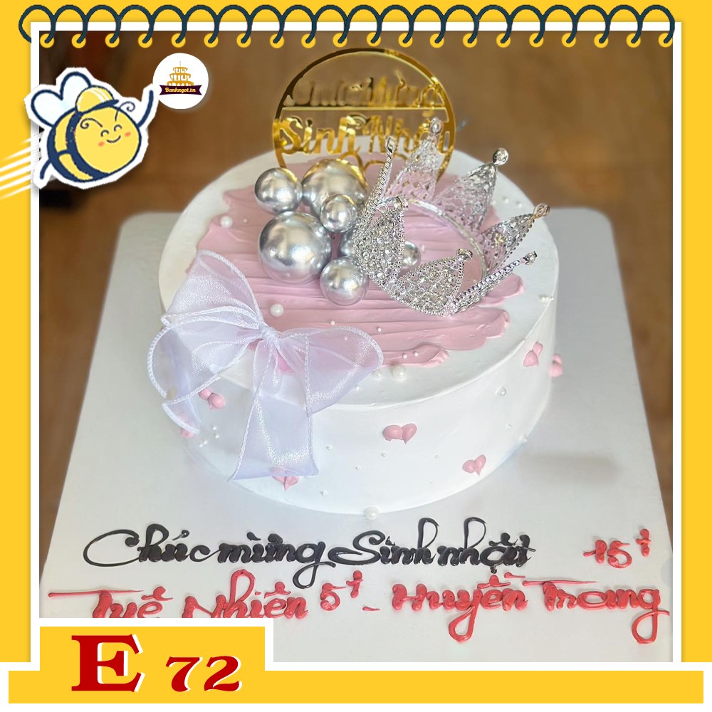 Bánh kem E72 phong cách Hàn Quốc đơn giản cho nữ màu hồng trắng