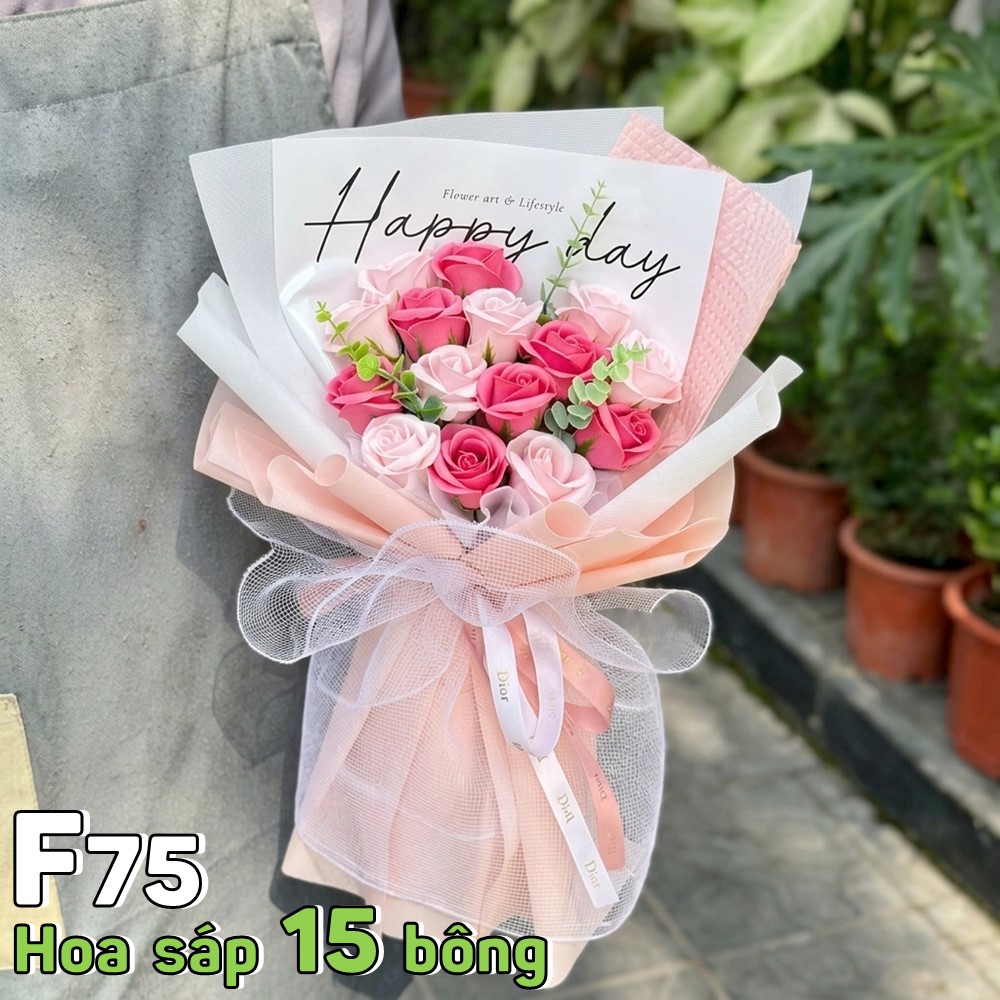 Bó hoa hồng sáp vĩnh cửu F75 15 bông