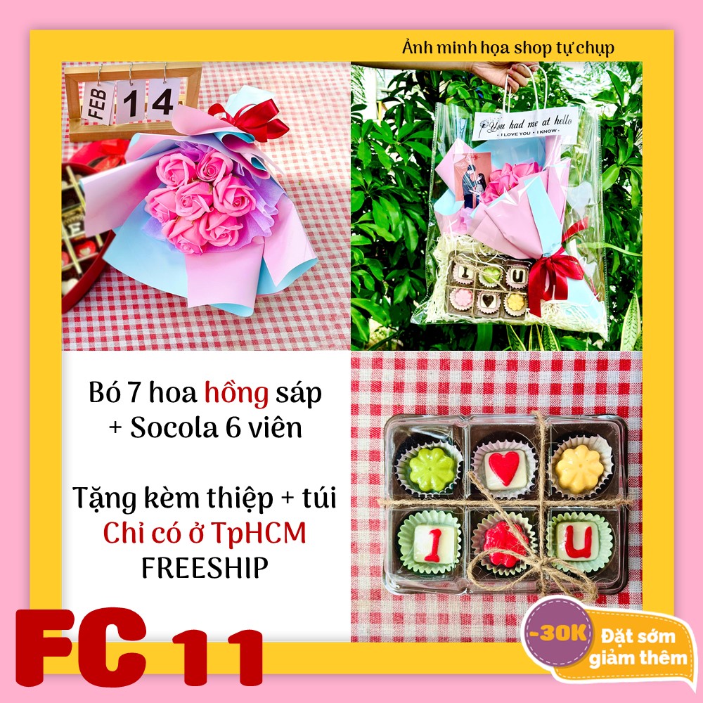 Set combo socola và hoa hồng sáp FC11 valentine