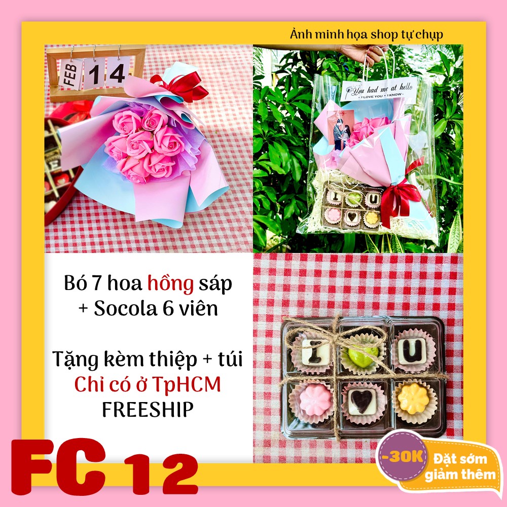 Set combo socola và hoa hồng sáp FC12 valentine