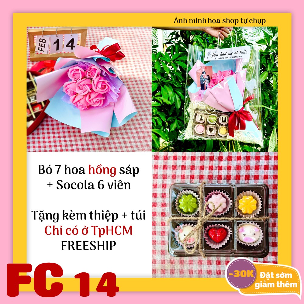 Set combo socola và hoa hồng sáp FC14 valentine
