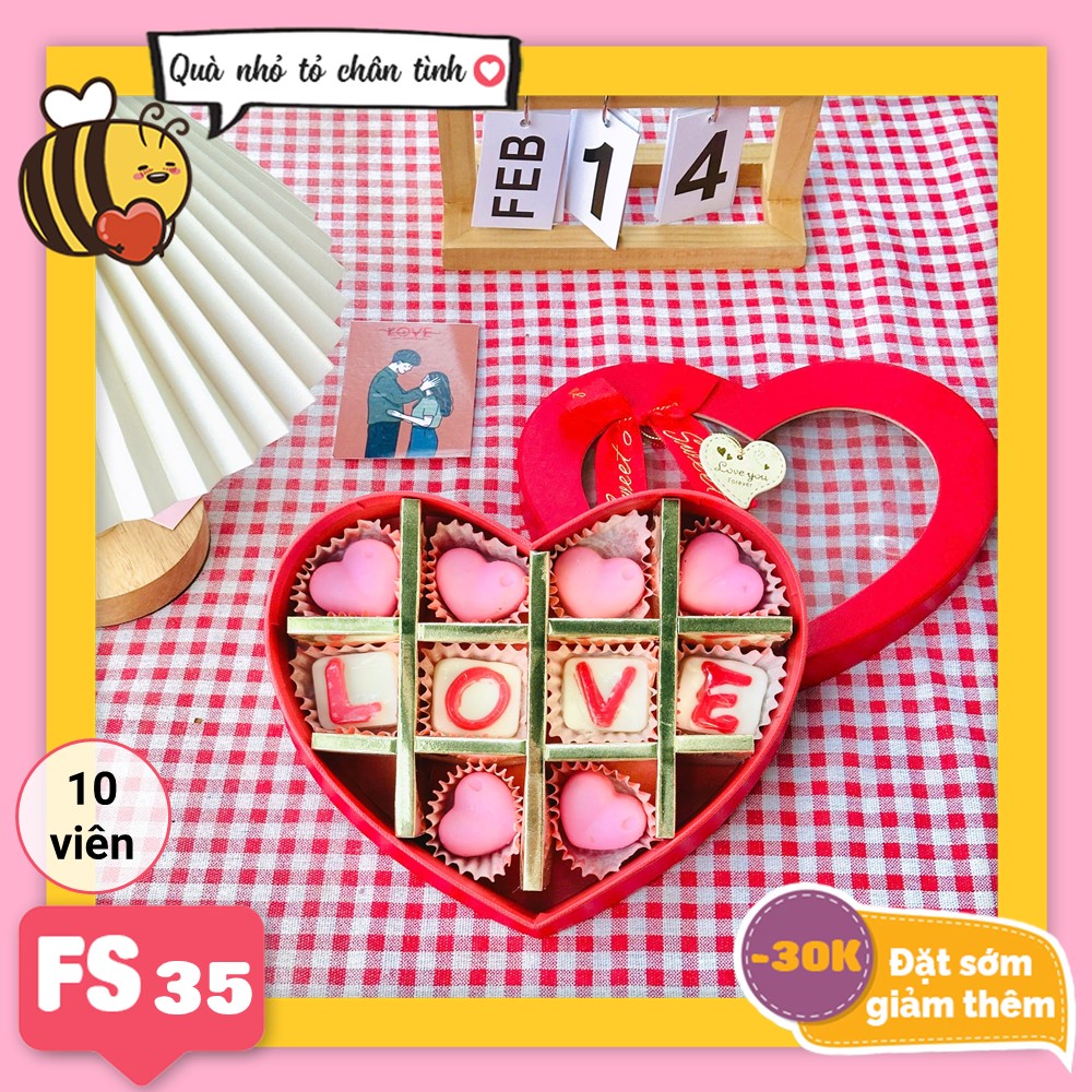 Hộp Socola Valentine trái tim 10 viên có ngăn FS35
