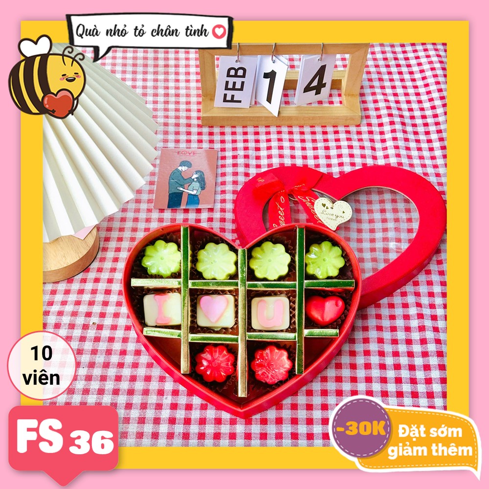 Hộp Socola Valentine trái tim 10 viên có ngăn FS36
