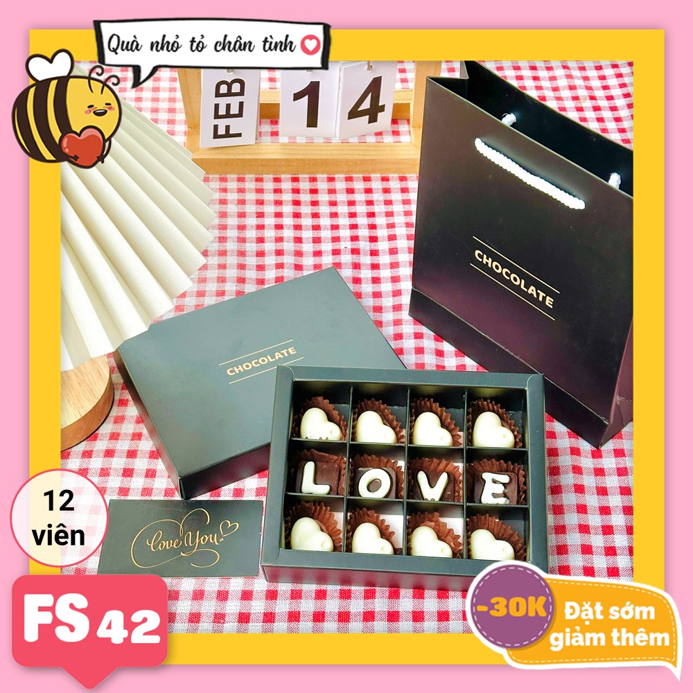 Hộp socola valentine vuông FS42 12 viên (Chỉ ship TpHCM)