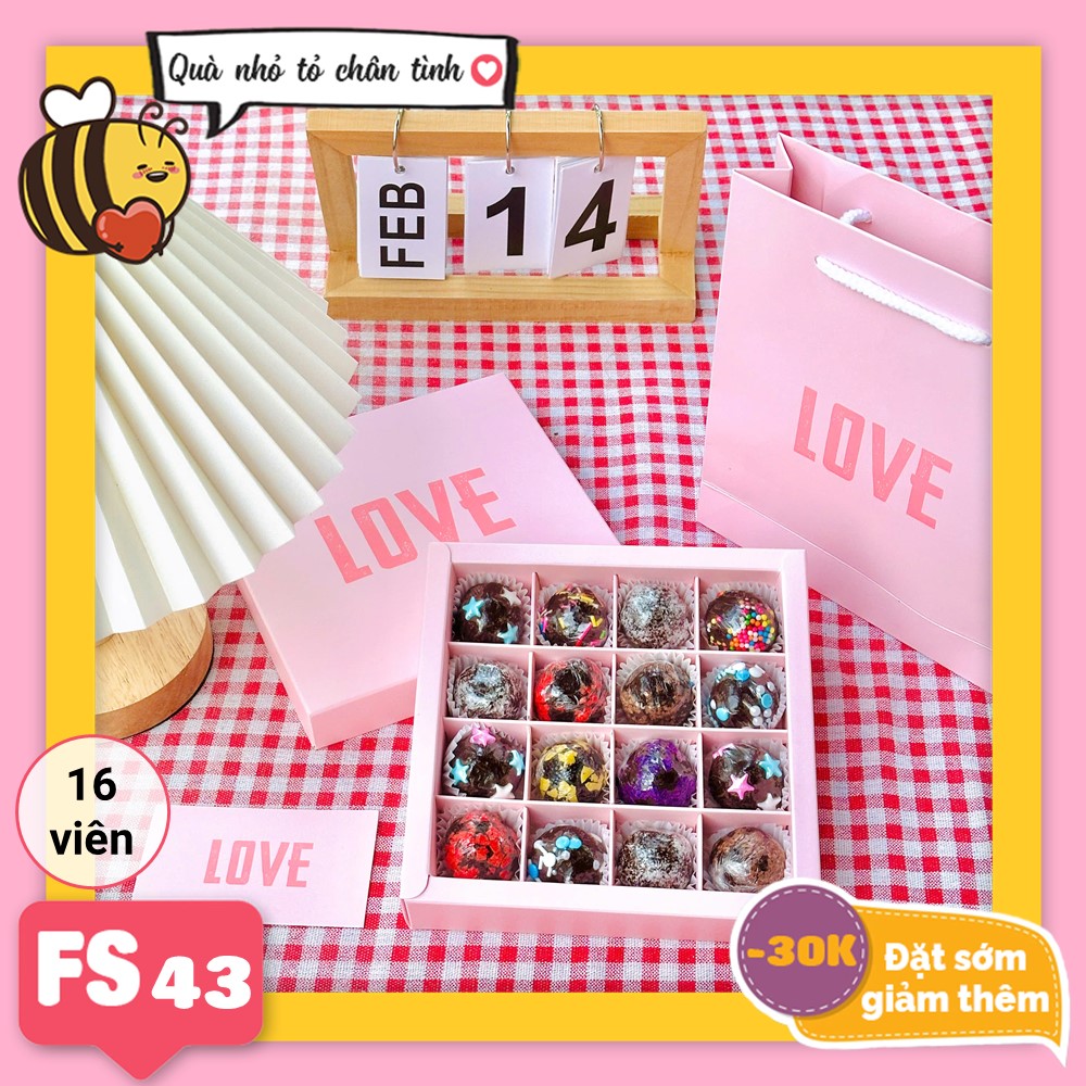 Hộp socola valentine vuông FS43 16 viên truffle (Chỉ ship TpHCM)