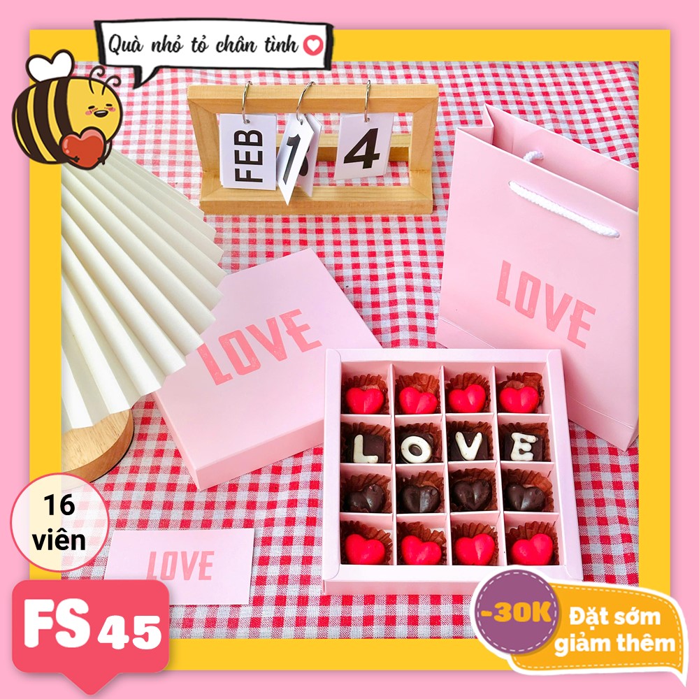 Hộp socola valentine vuông FS45 16 viên (Chỉ ship TpHCM)