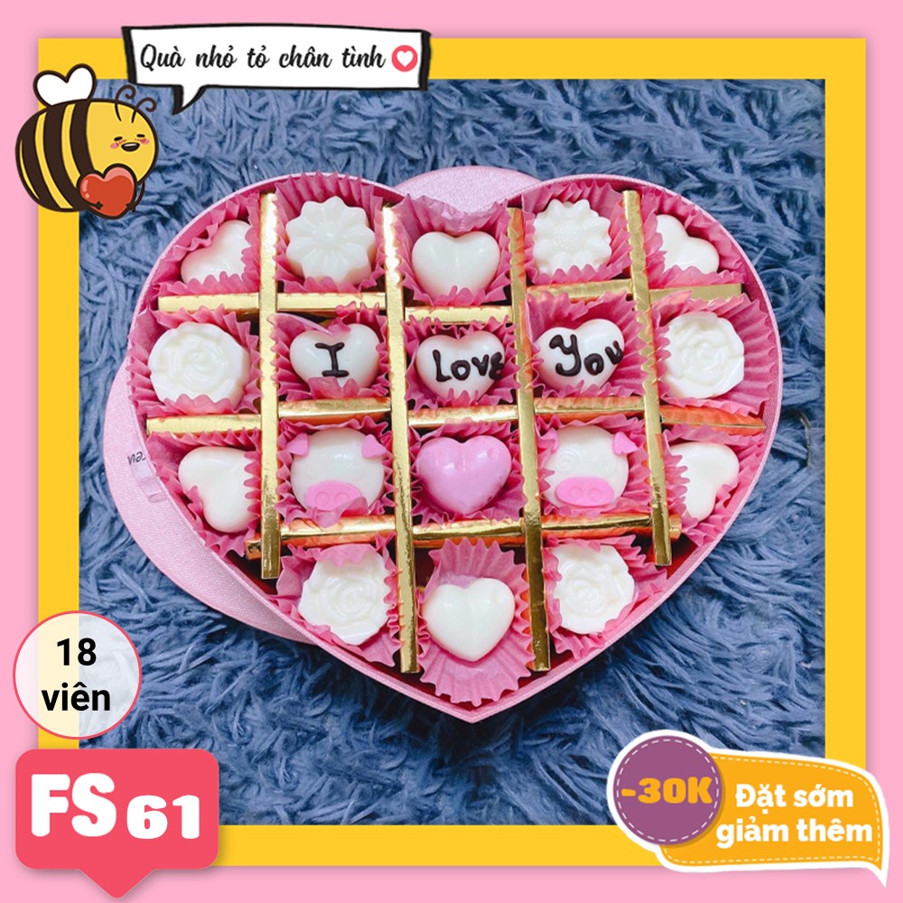 Hộp Socola Valentine trái tim 18 viên có ngăn FS61