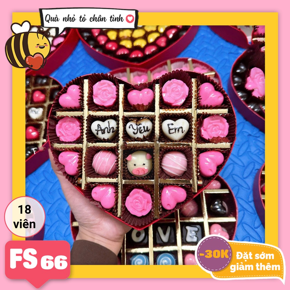 Hộp Socola Valentine trái tim 18 viên có ngăn FS66