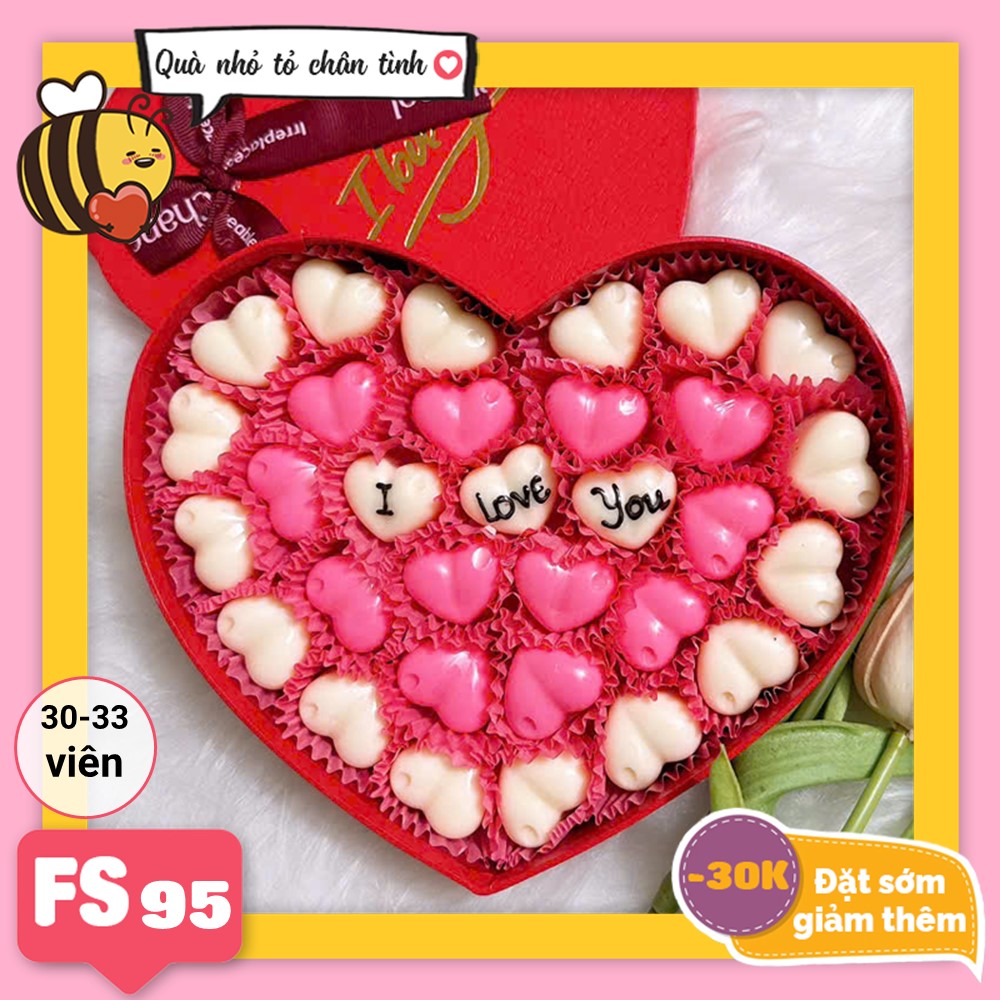 Hộp Socola Valentine trái tim 30-33 viên không ngăn FS95