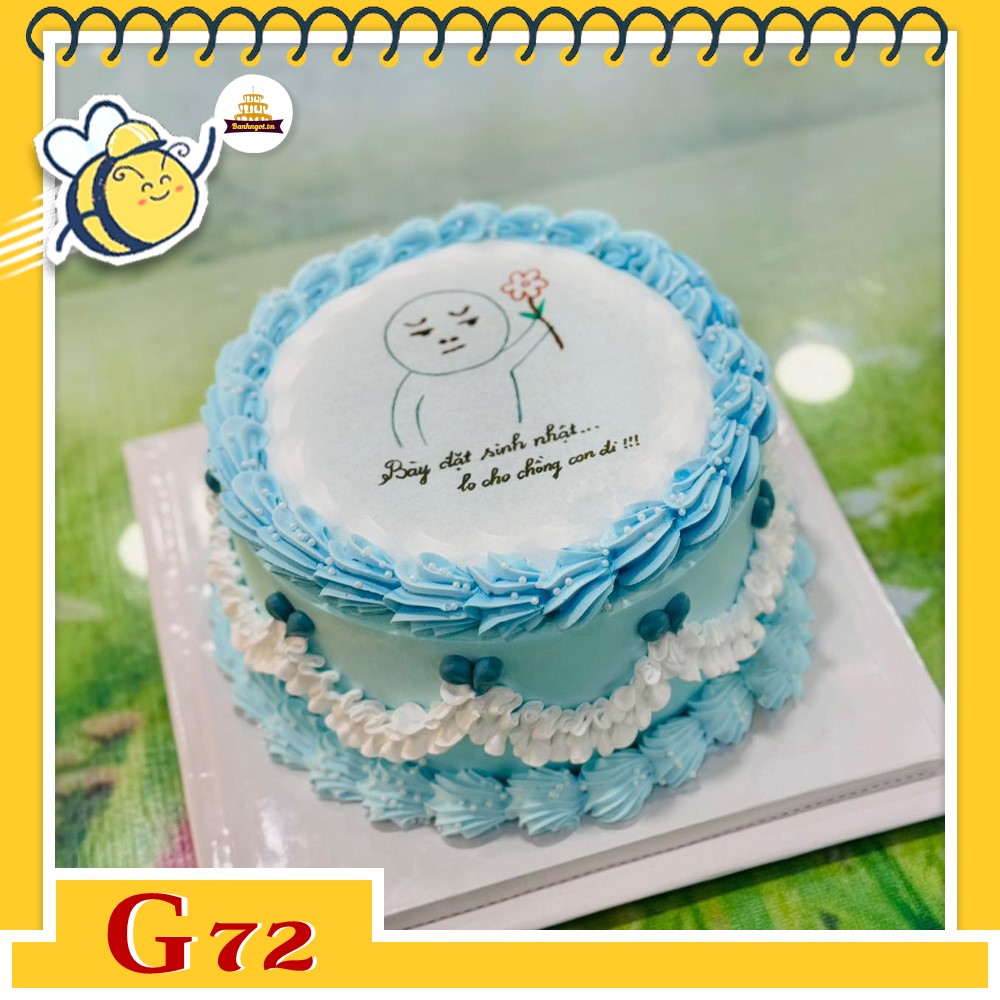 Bánh kem G72 đốt cháy hot trend bày đặt sinh nhật bất ngờ màu xanh