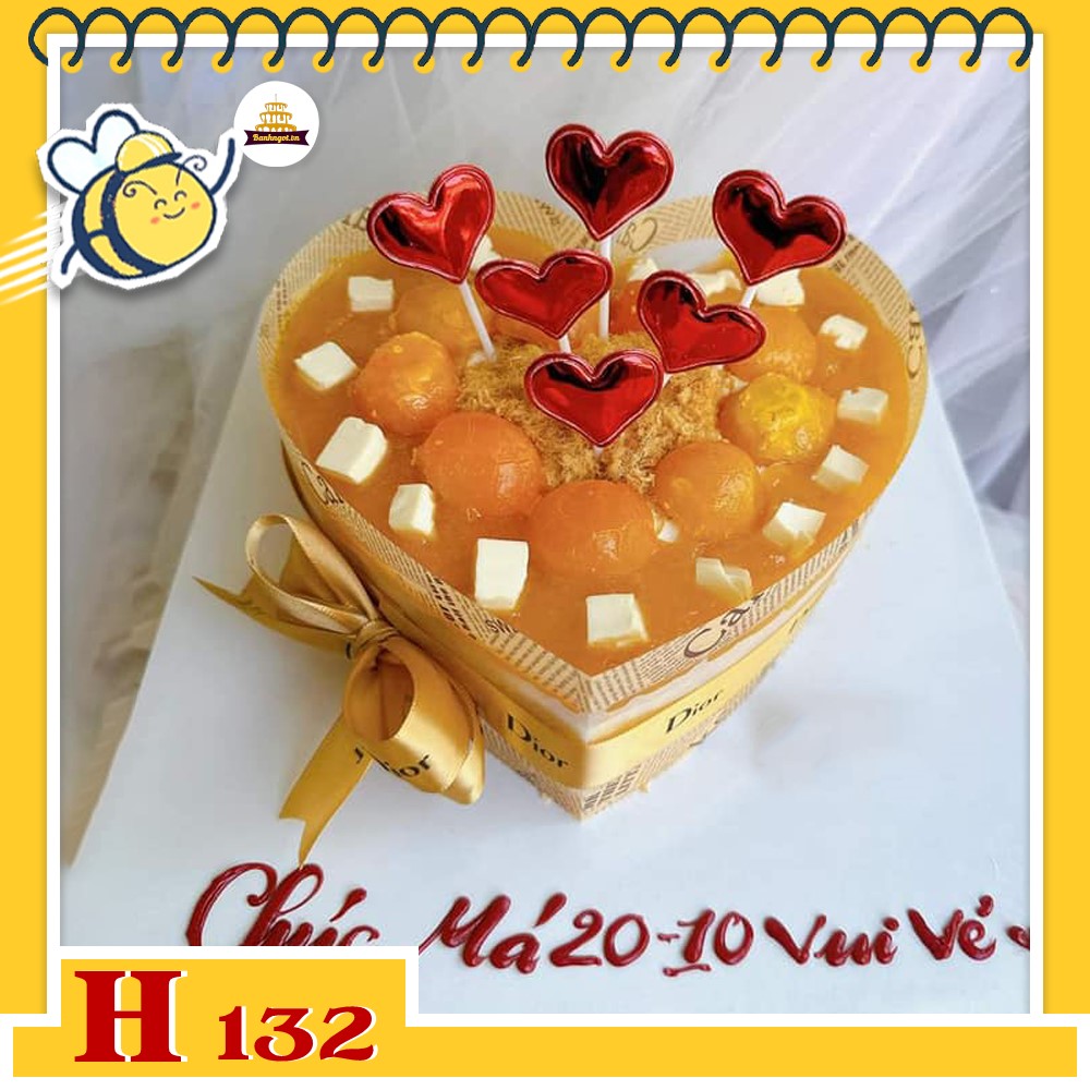 Bánh sinh nhật bông lan trứng muối H132 trái tim tặng mẹ, người yêu ý nghĩa