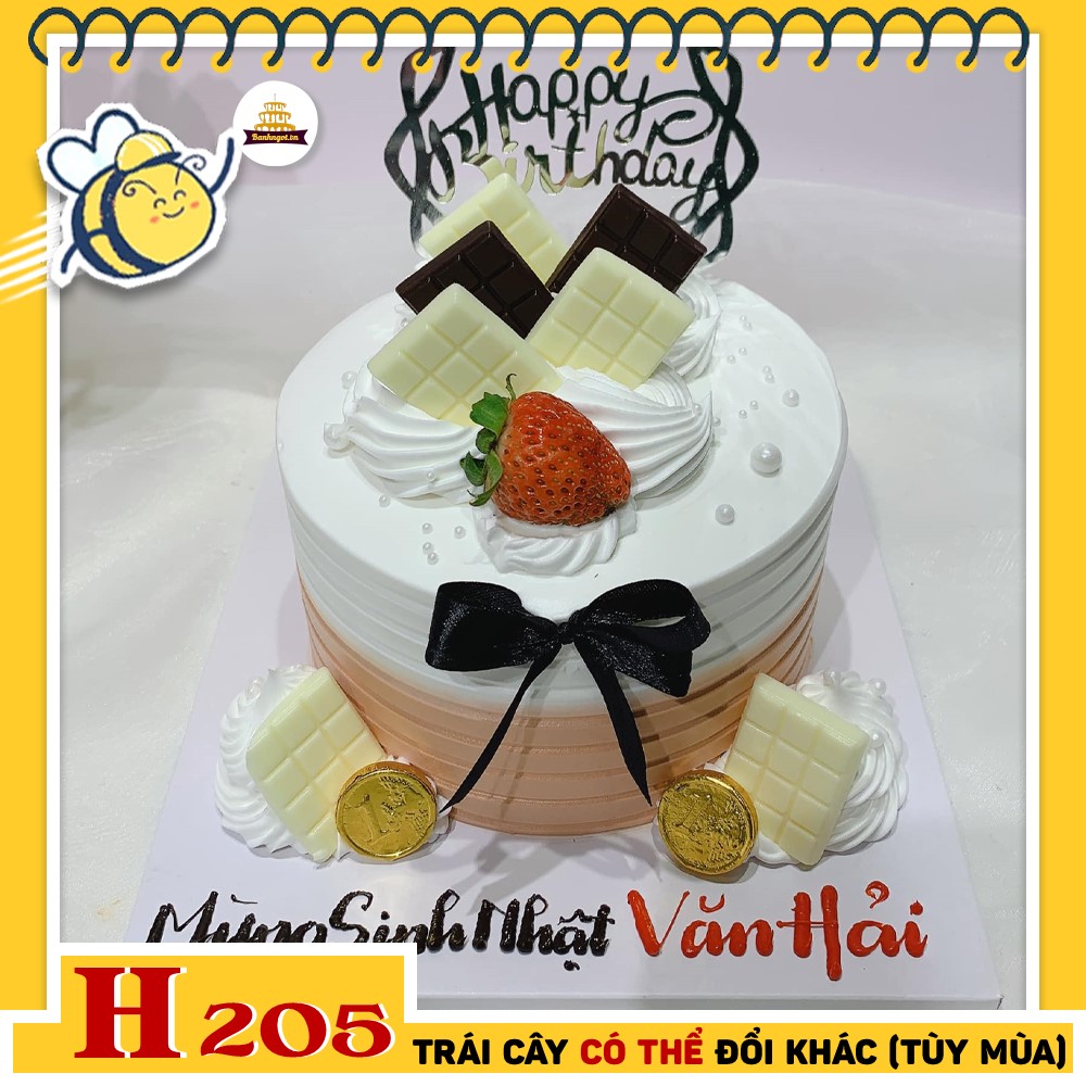 Bánh kem sinh nhật H205 trang trí socola đồng tiền sang trọng