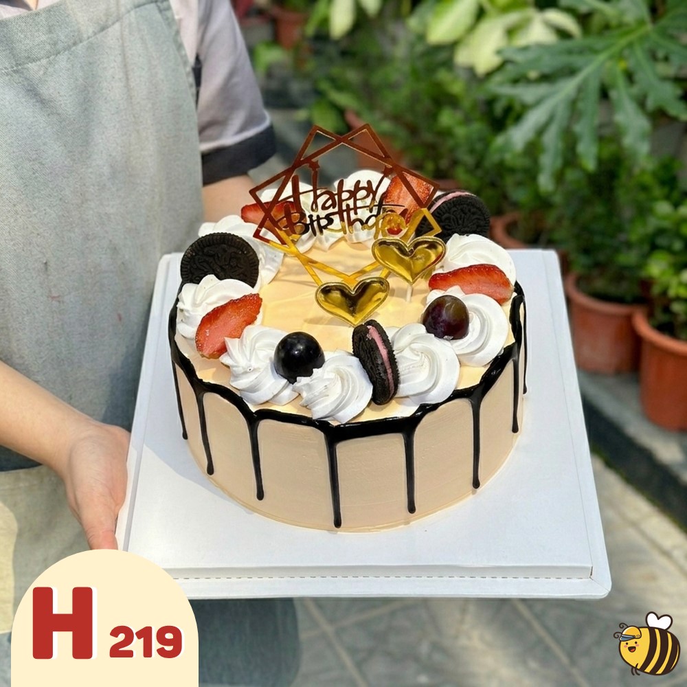 Bánh kem sinh nhật H219 chảy socola và trái cây mix oreo