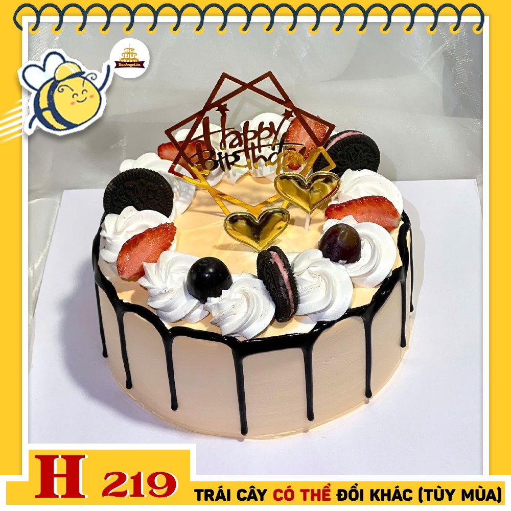 Bánh kem sinh nhật H219 chảy socola và trái cây mix oreo