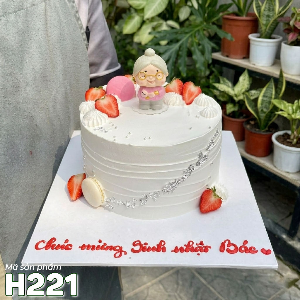 Bánh kem sinh nhật H221 tặng bà, mẹ, bác gái đơn giản nhưng tinh tế