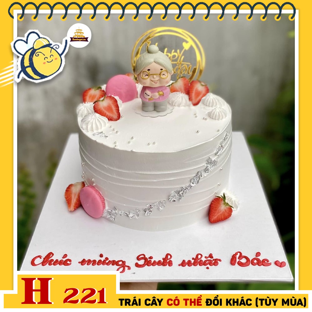 Bánh kem sinh nhật H221 tặng bà, mẹ, bác gái đơn giản nhưng tinh tế