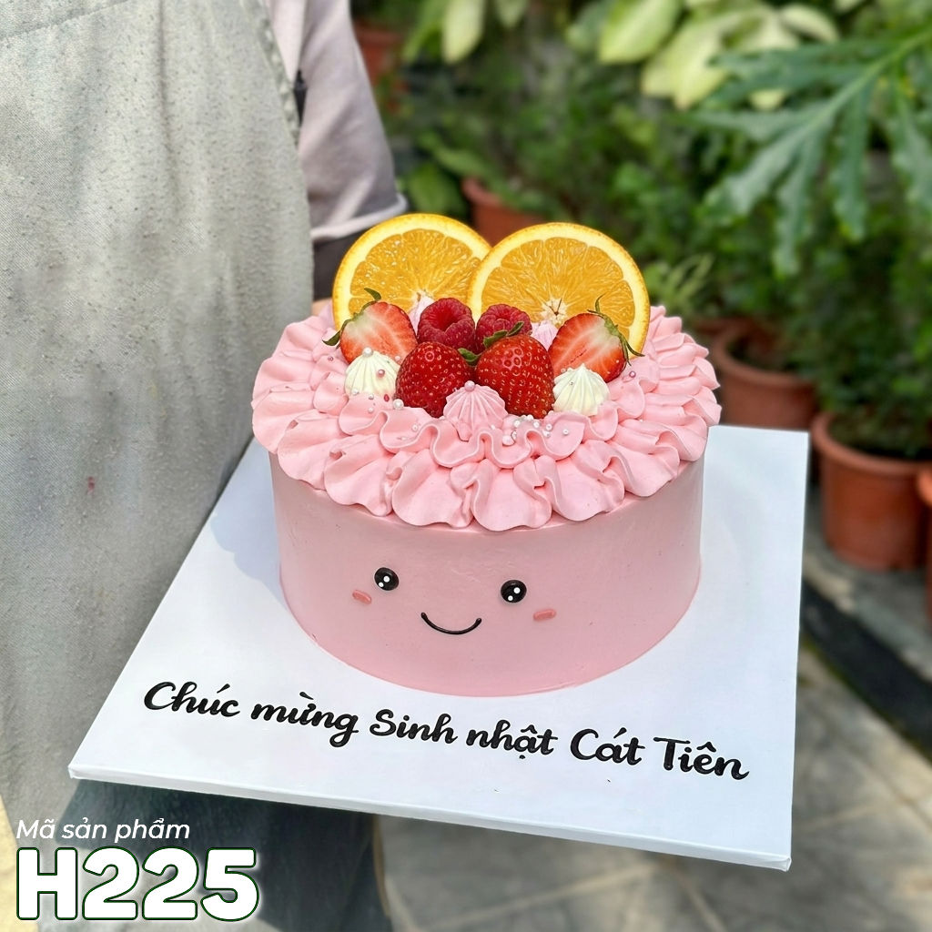 Bánh kem sinh nhật H225 hình mặt người hồng đáng yêu dành cho bé