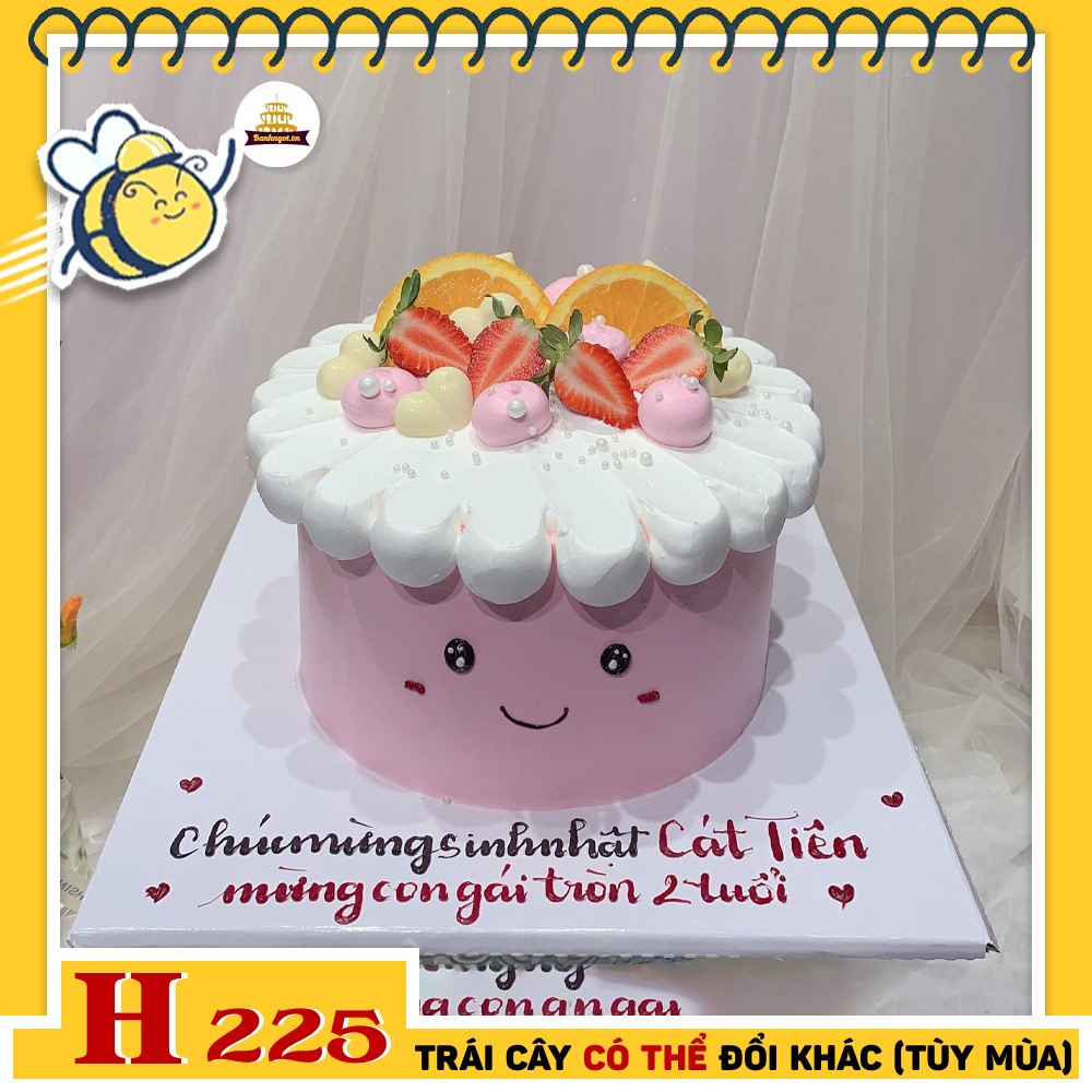 Bánh kem sinh nhật H225 hình mặt người hồng đáng yêu dành cho bé