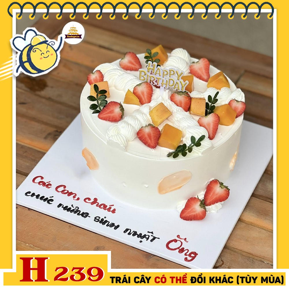 Bánh kem sinh nhật H239 dâu tây xoài tươi bồng bềnh