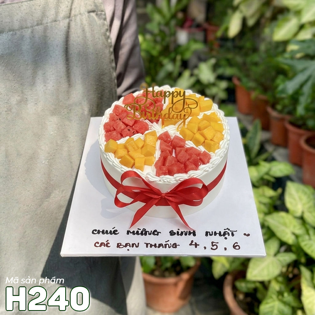Bánh kem sinh nhật H240 trái cây chia ô rực rỡ sắc màu