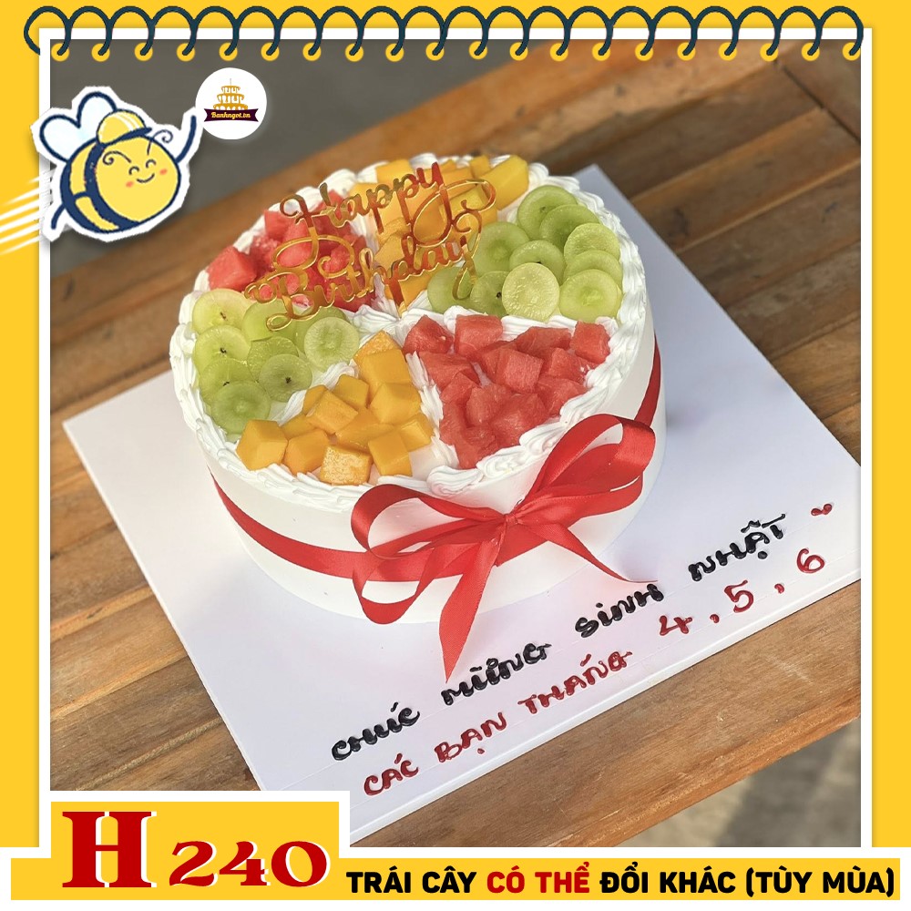 Bánh kem sinh nhật H240 trái cây chia ô rực rỡ sắc màu