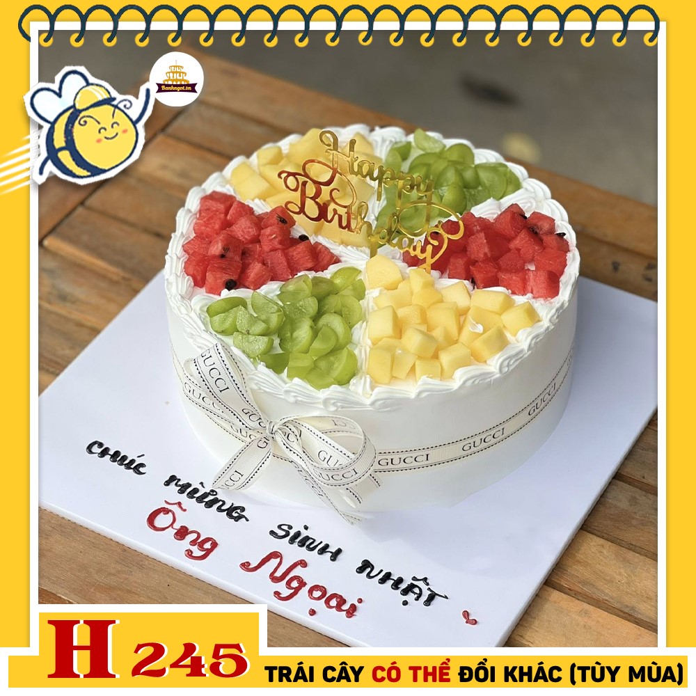 Bánh kem sinh nhật H245 trái cây chia ô sang chảnh