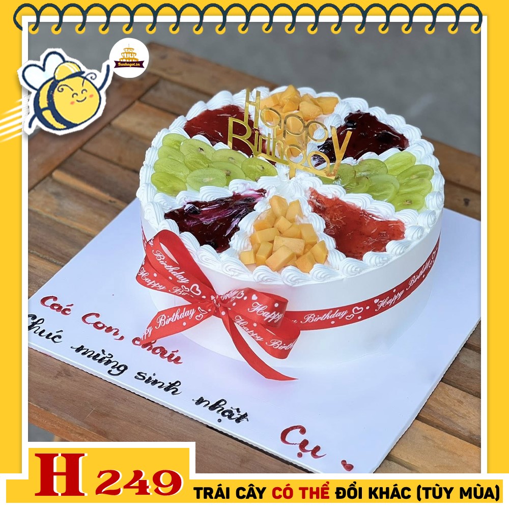 Bánh kem sinh nhật H249 trái cây mix mứt chia ngăn xinh xắn