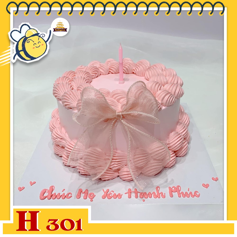 Bánh kem sinh nhật H301 tặng mẹ màu hồng nhẹ nhàng điệu đà