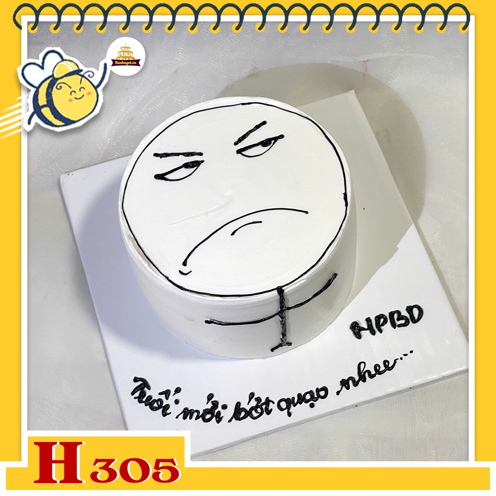 Bánh kem sinh nhật H305 mặt quạo vui nhộn độc đáo