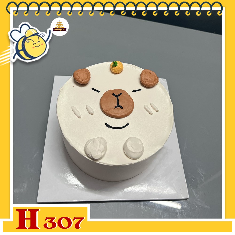Bánh kem sinh nhật H307 hình capybara mặt tròn cute dễ thương