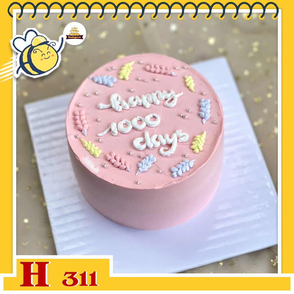 Bánh kem sinh nhật H311 màu hồng pastel đáng yêu cho các cô nàng thơ mộng