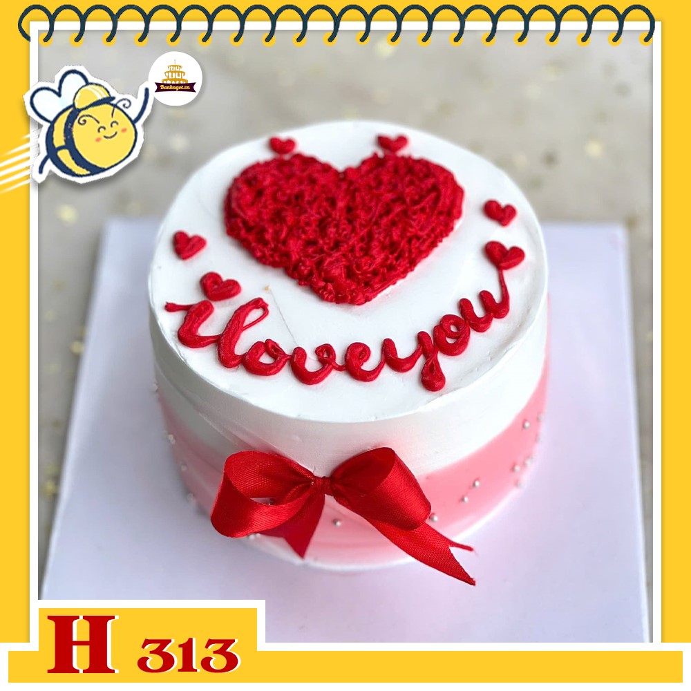 Bánh kem sinh nhật H313 trái tim đỏ rực I love you bày tỏ tình cảm chân thành