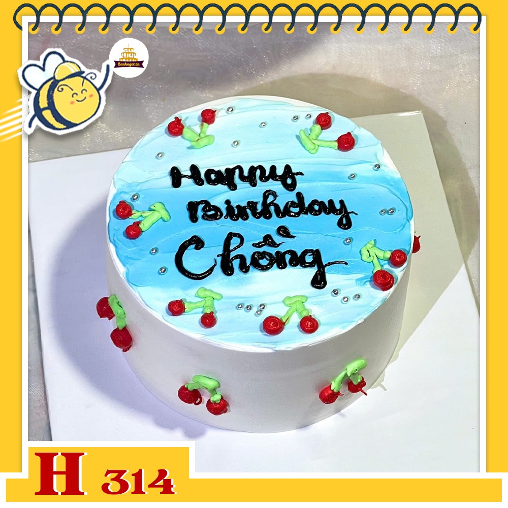 Bánh kem sinh nhật H314 màu xanh cherry dành riêng cho những người đàn ông mạnh mẽ