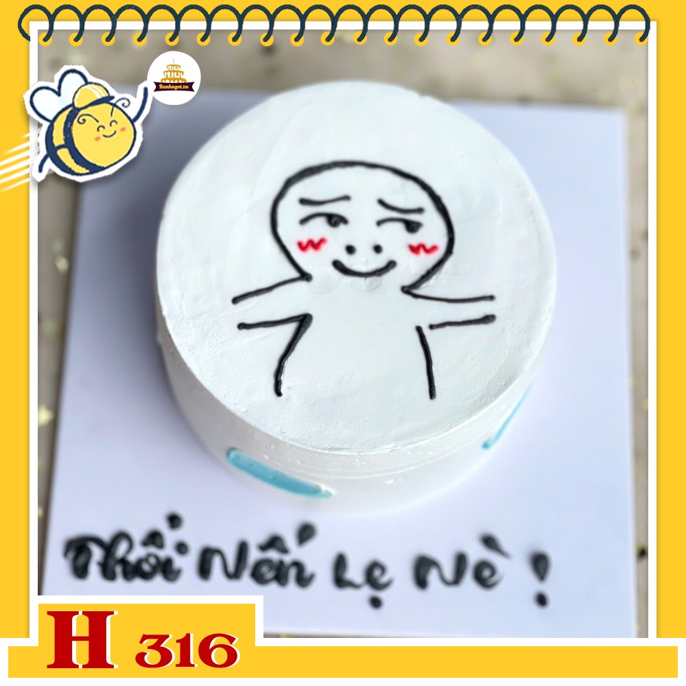 Bánh kem sinh nhật H316 vẽ hình troll Thổi nến lẹ nè