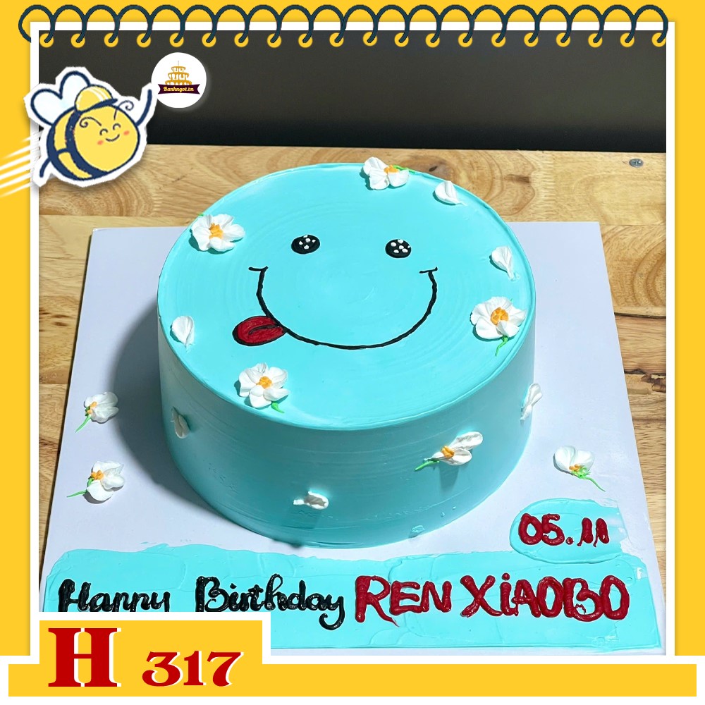 Bánh kem sinh nhật H317 mặt cười xanh dương tinh nghịch